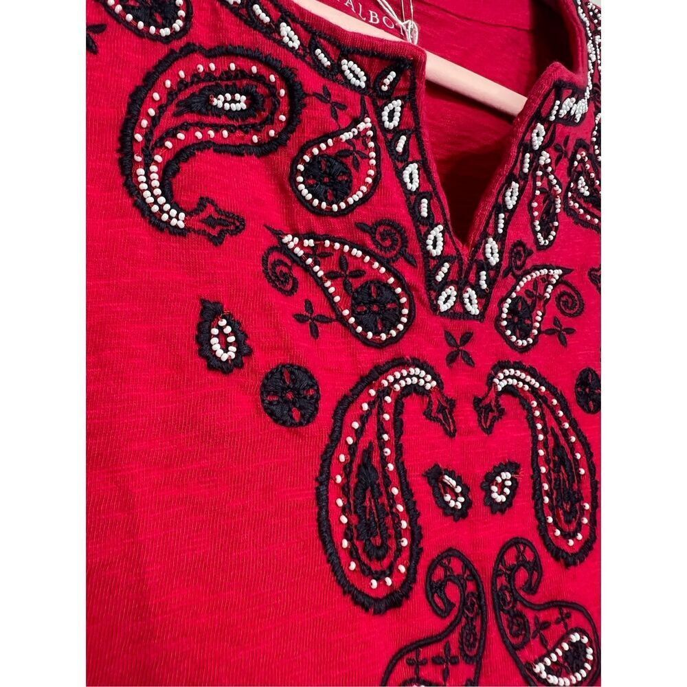 Talbots embroidered split neck red size P - Picture 3 of 8